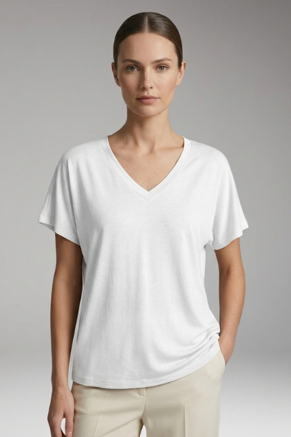 Women's Summer T-Shirt with V-Neck and Loose Fit