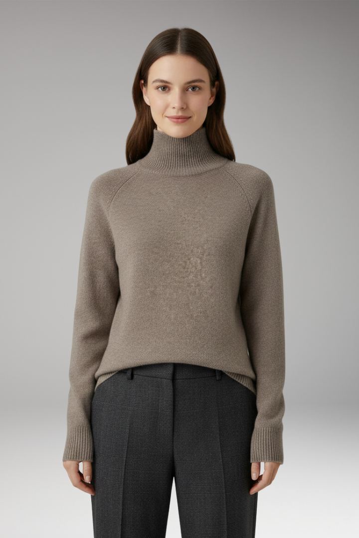 Women's Sweater with Turtleneck and Long Sleeves