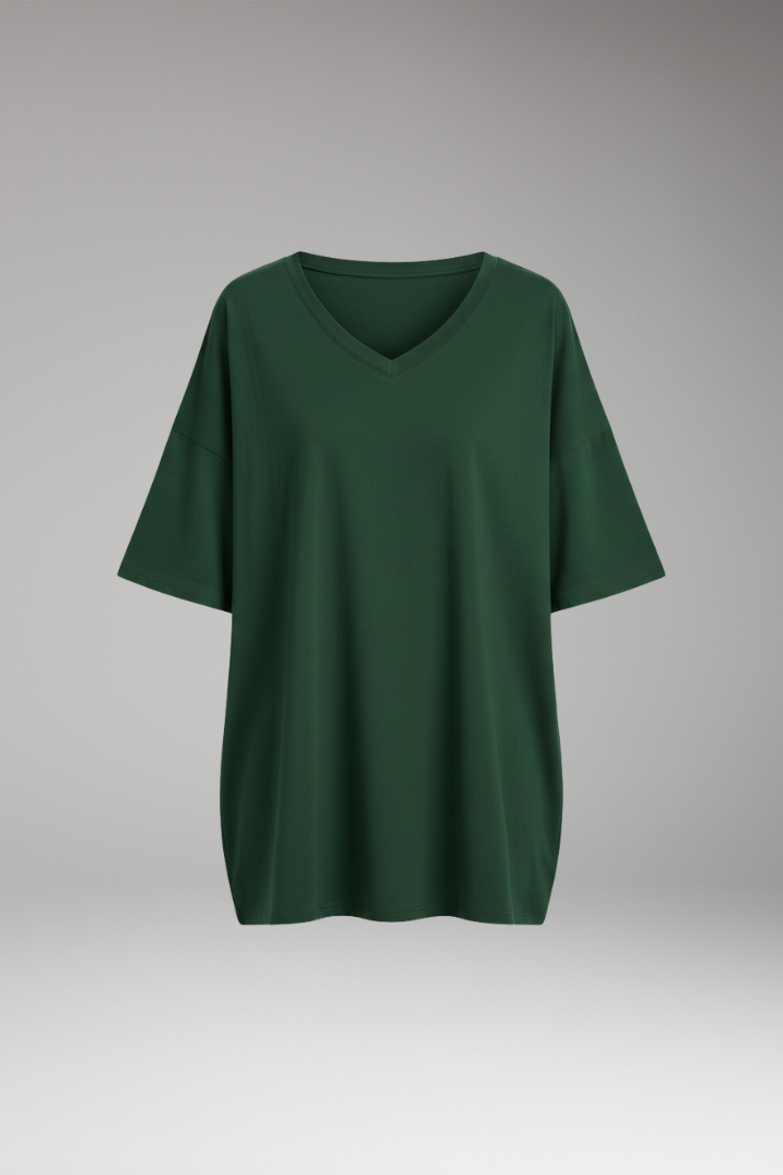 Women's T-Shirt with V-Neck and Loose Fit