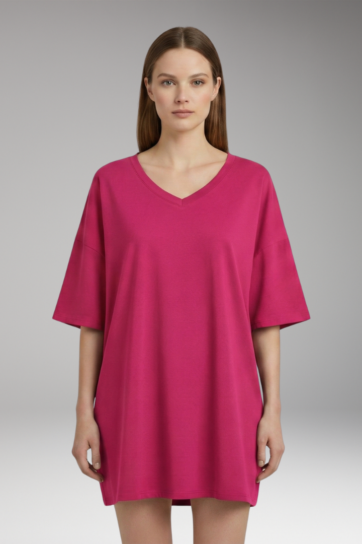 Women's T-Shirt with V-Neck and Loose Fit