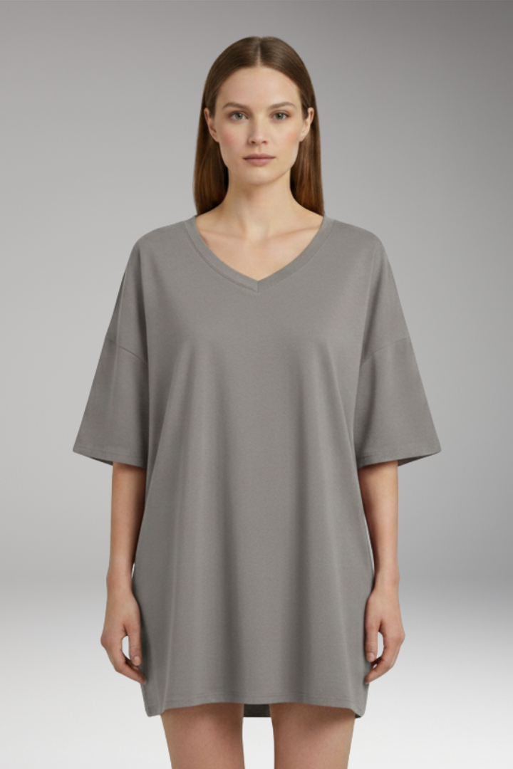 Women's T-Shirt with V-Neck and Loose Fit