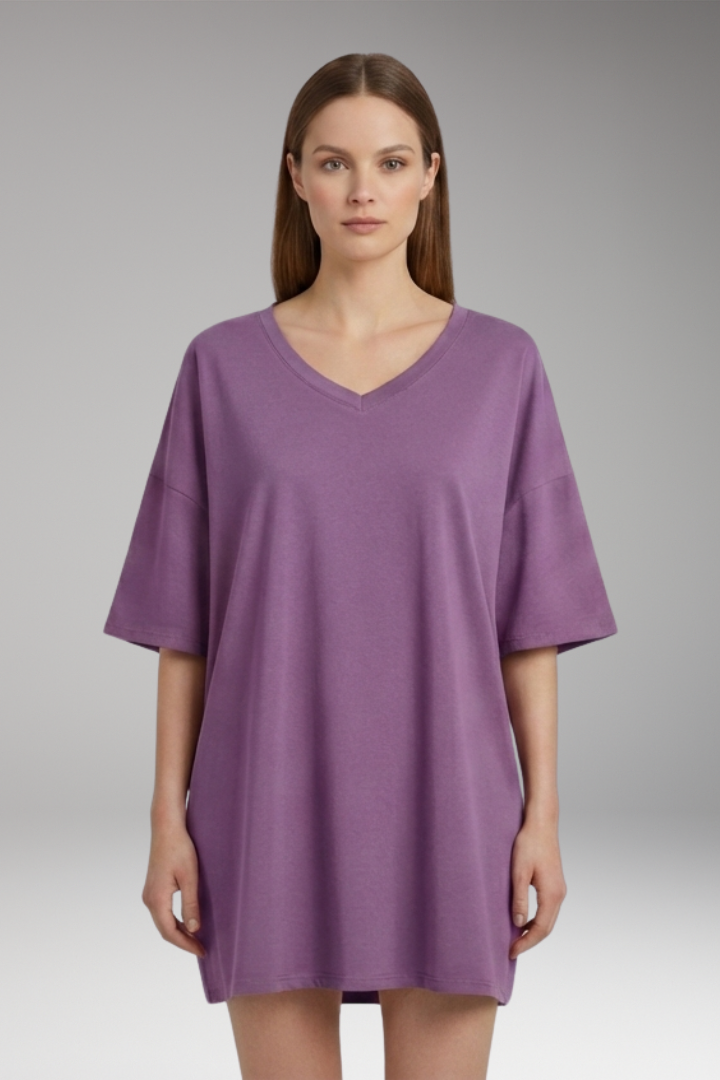 Women's T-Shirt with V-Neck and Loose Fit