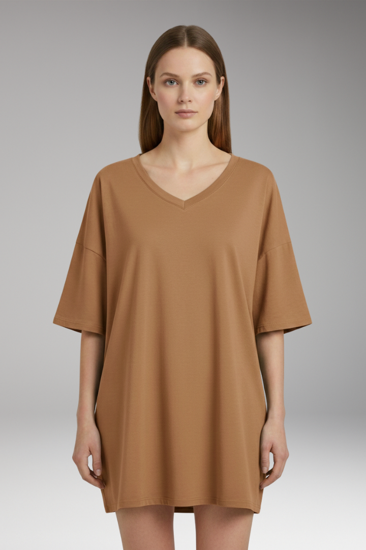 Women's T-Shirt with V-Neck and Loose Fit