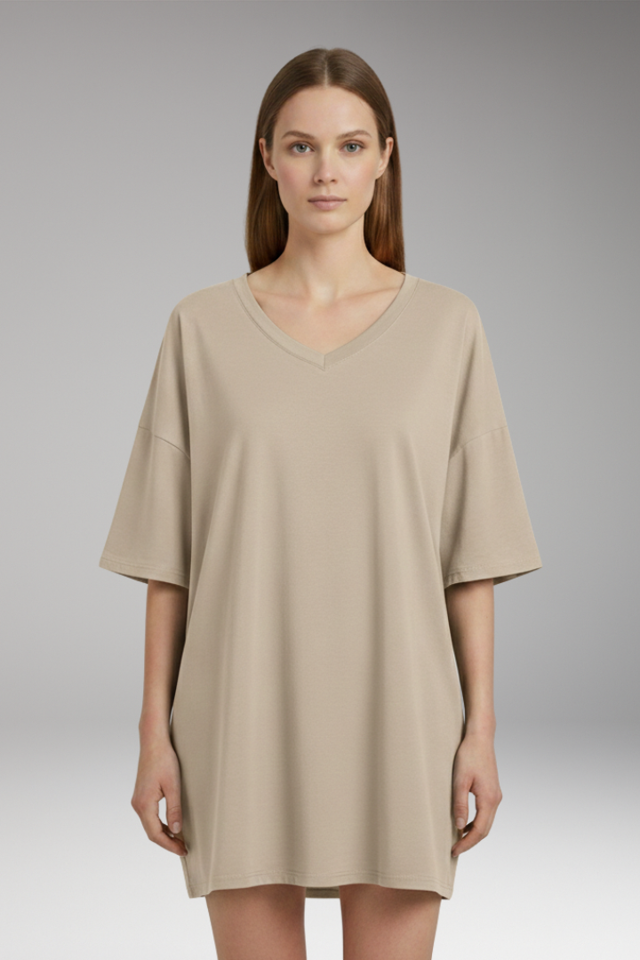 Women's T-Shirt with V-Neck and Loose Fit