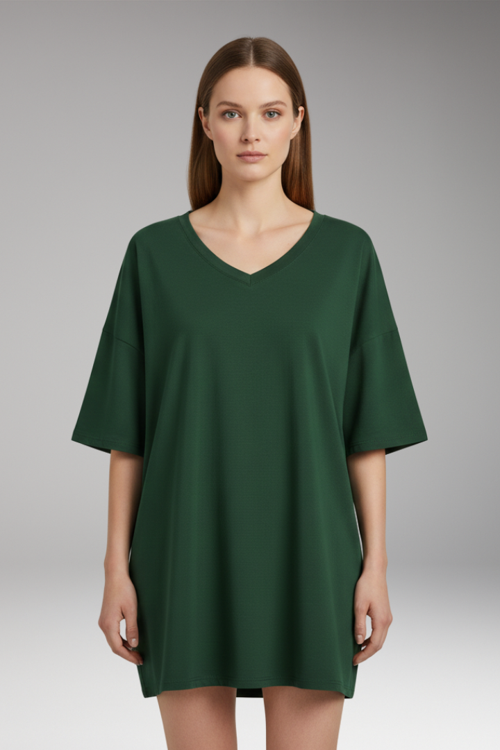 Women's T-Shirt with V-Neck and Loose Fit