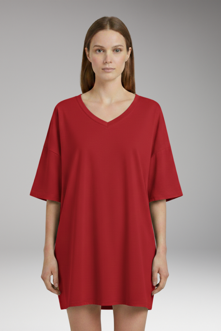 Women's T-Shirt with V-Neck and Loose Fit