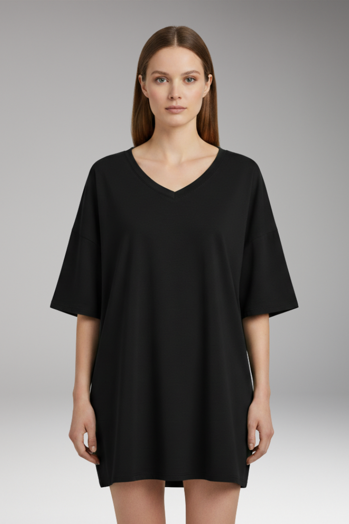 Women's T-Shirt with V-Neck and Loose Fit