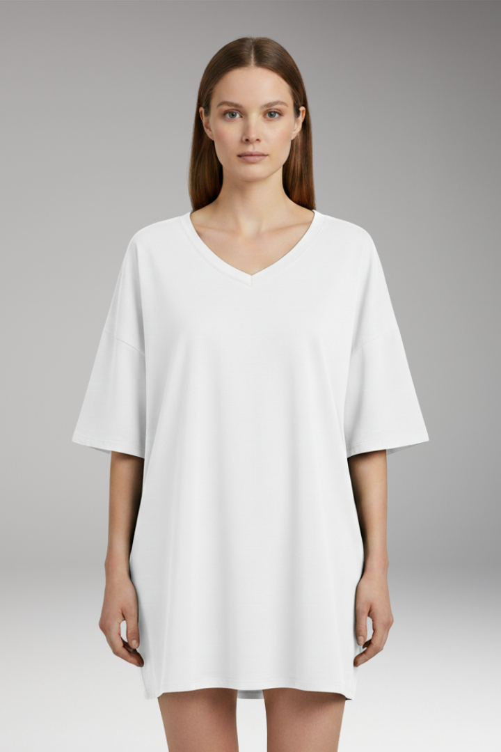 Women's T-Shirt with V-Neck and Loose Fit