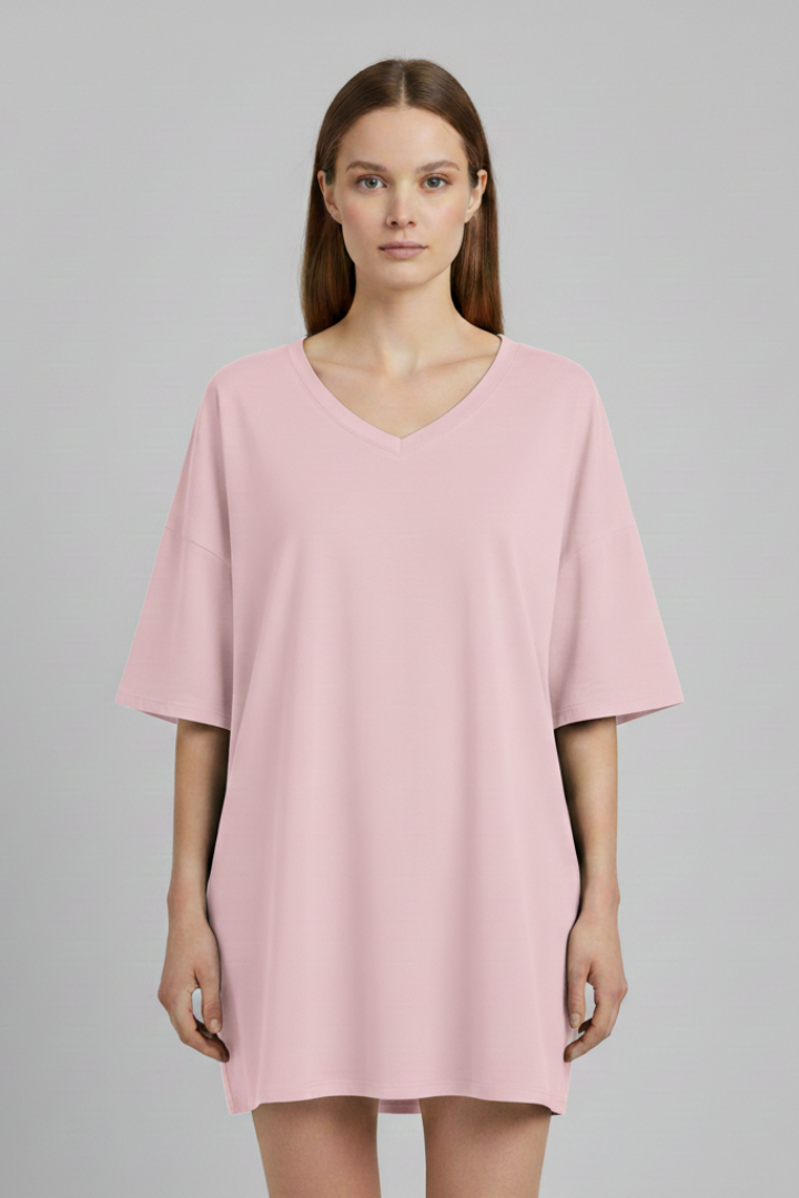 Women's T-Shirt with V-Neck and Loose Fit