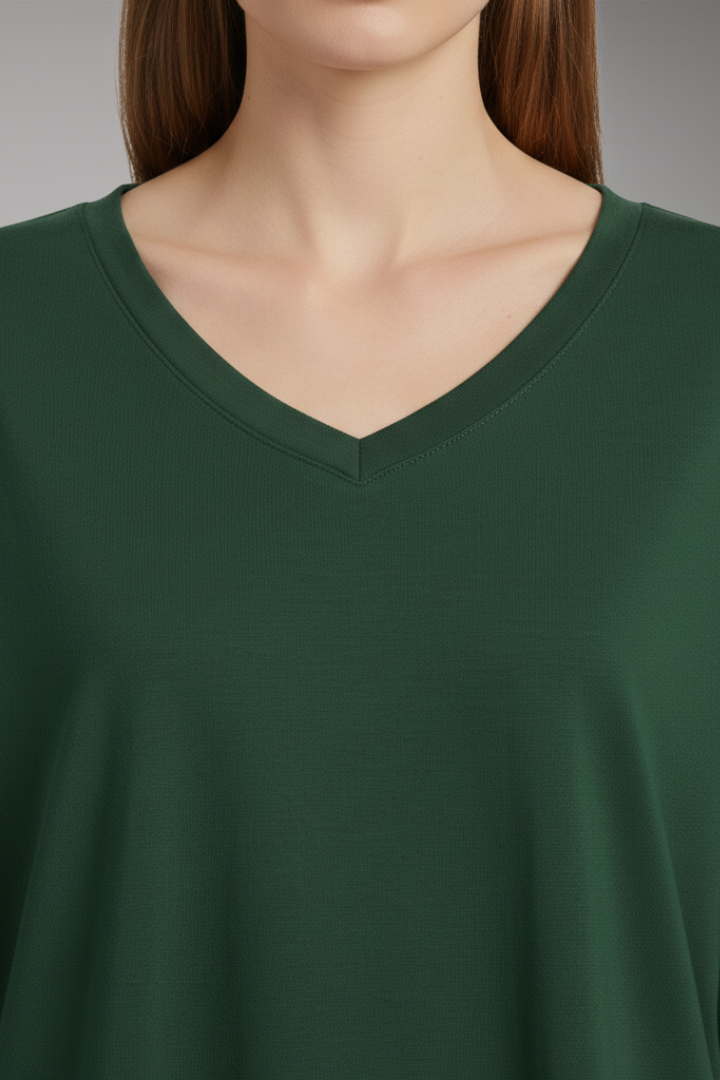 Women's T-Shirt with V-Neck and Loose Fit