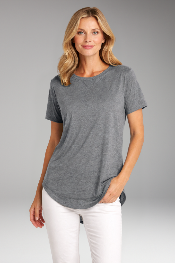 Women's T Shirt with Curved Hem and Short Sleeves