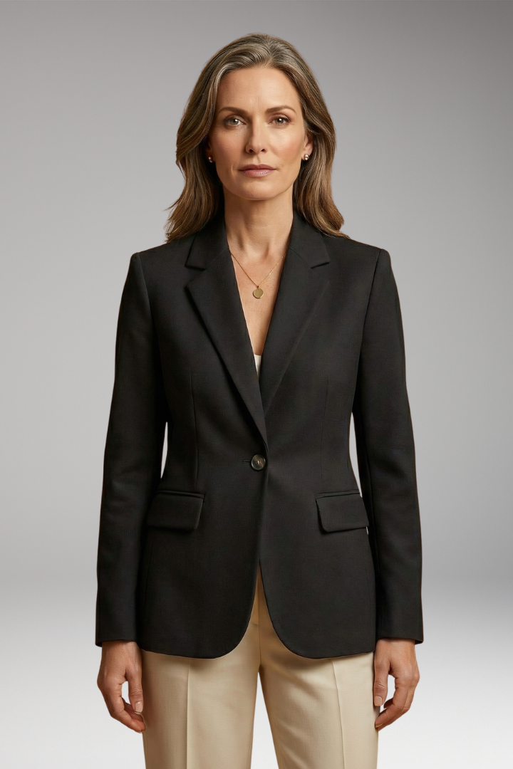 Women's Tailored Blazer with Single-Button Closure and Structured Fit