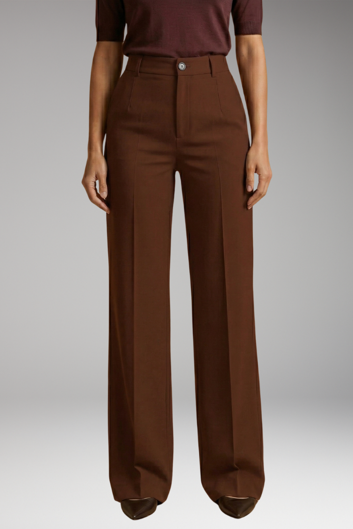 Women's Tailored Comfort Trousers with High-Waisted Fit and Stretch Fabric