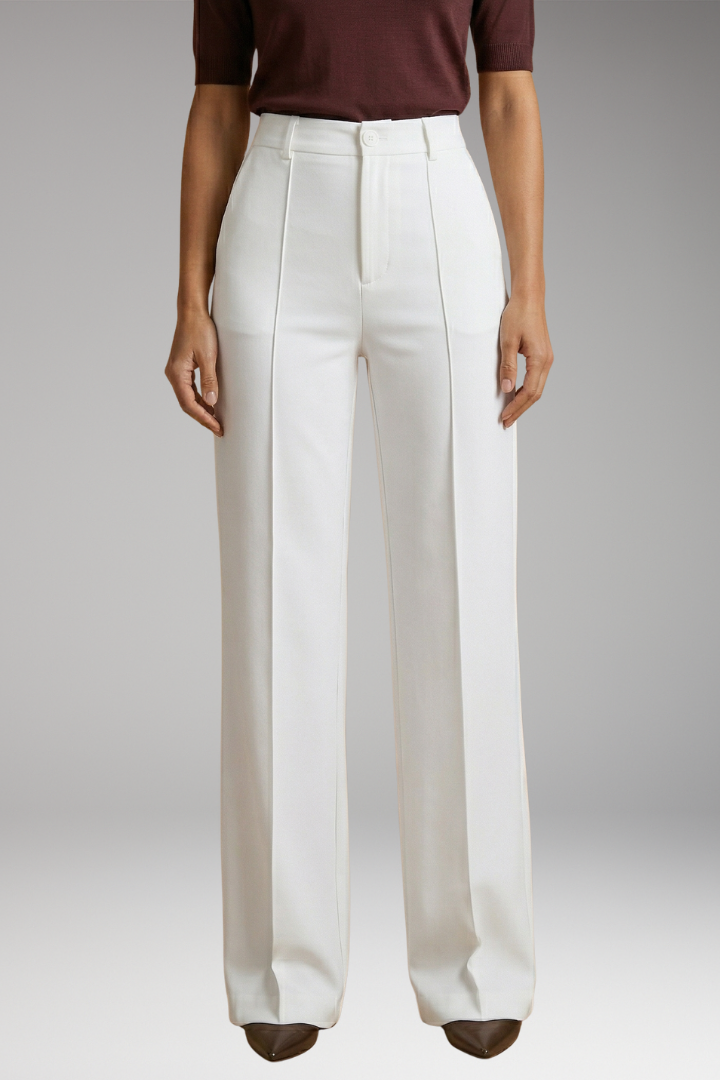 Women's Tailored Comfort Trousers with High-Waisted Fit and Stretch Fabric