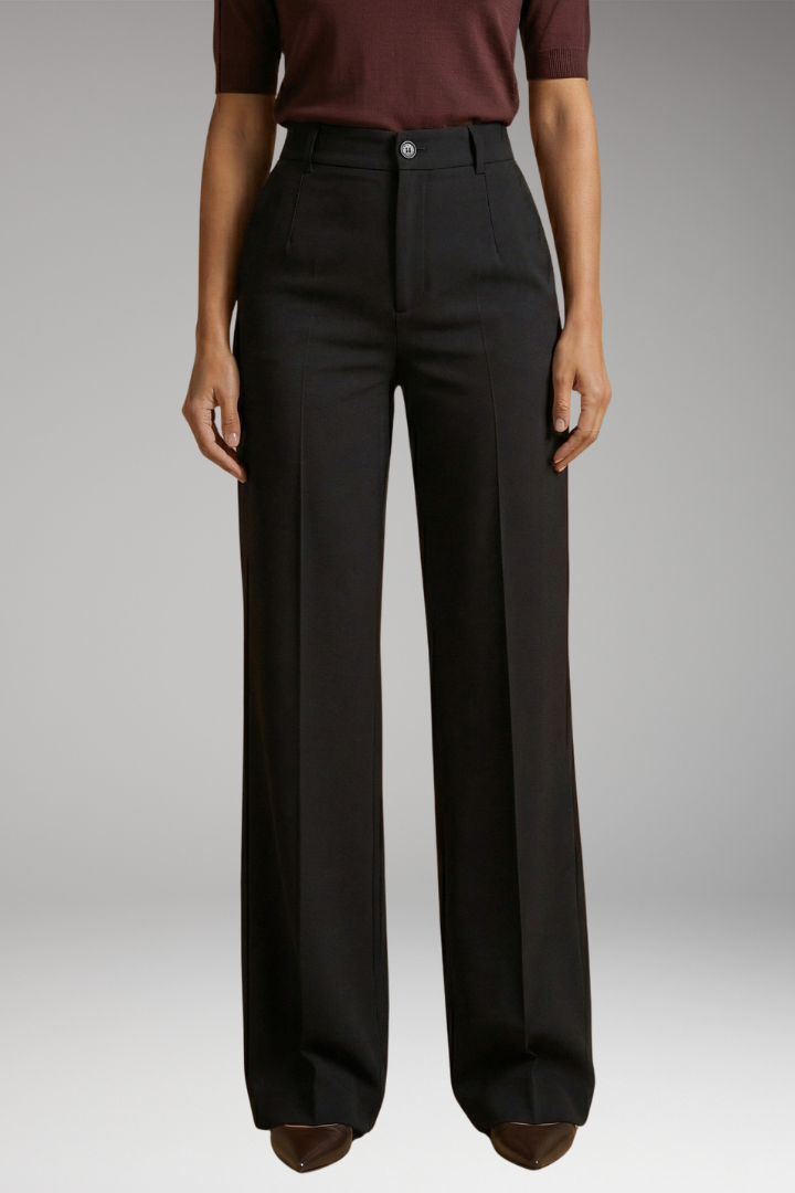 Women's Tailored Comfort Trousers with High-Waisted Fit and Stretch Fabric