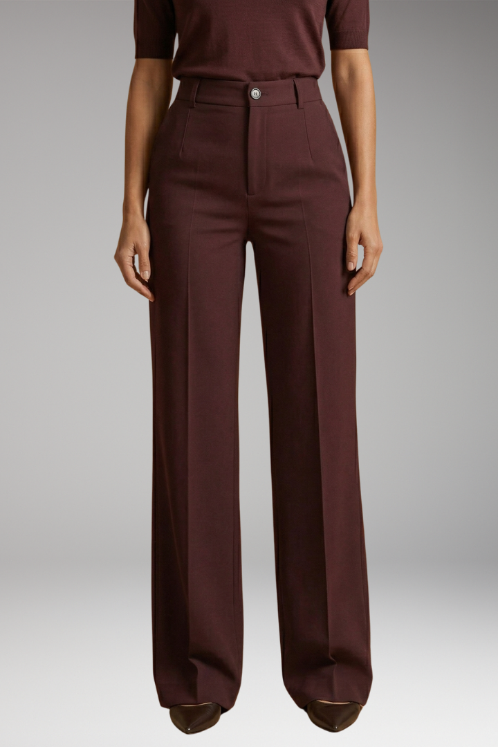 Women's Tailored Comfort Trousers with High-Waisted Fit and Stretch Fabric
