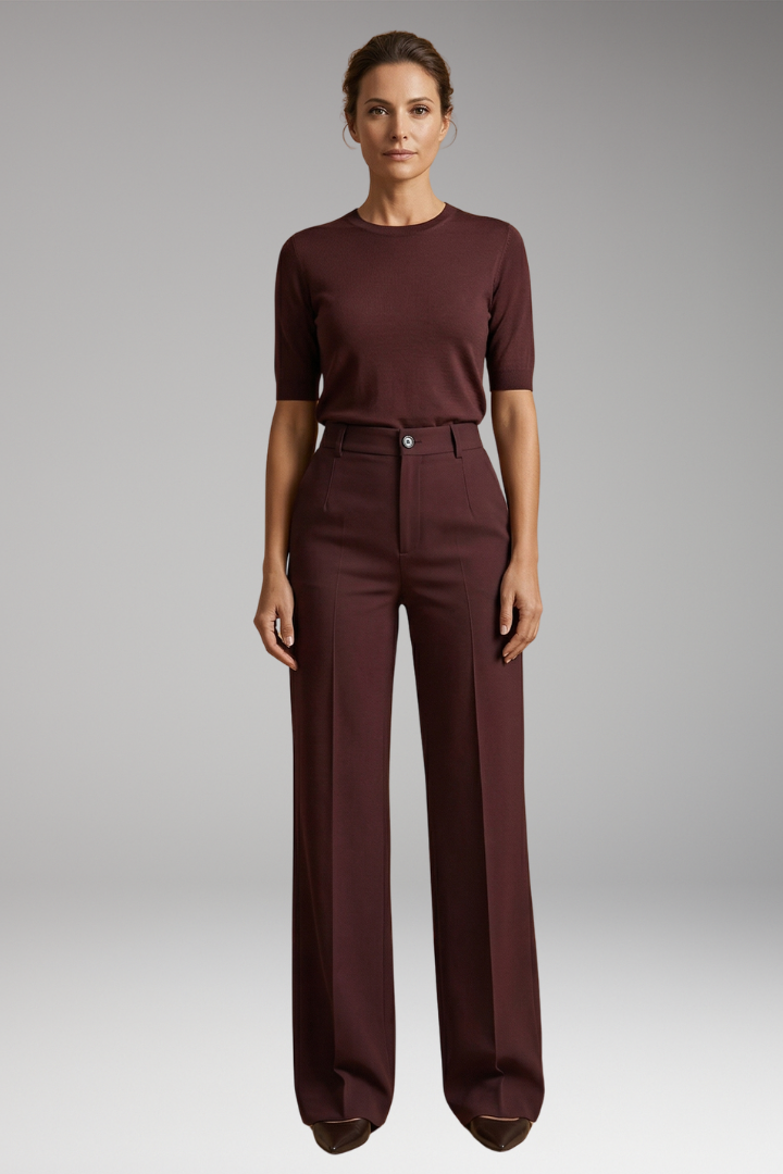 Women's Tailored Comfort Trousers with High-Waisted Fit and Stretch Fabric