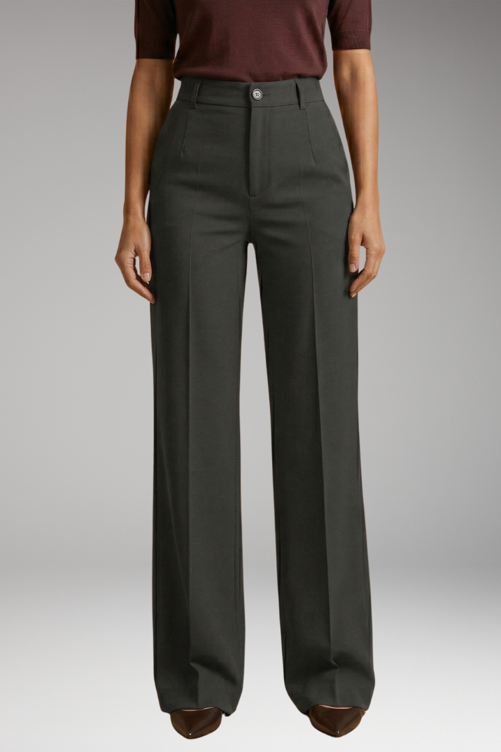 Women's Tailored Comfort Trousers with High-Waisted Fit and Stretch Fabric