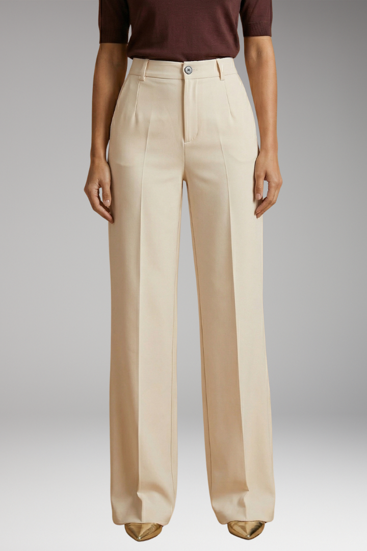 Women's Tailored Comfort Trousers with High-Waisted Fit and Stretch Fabric