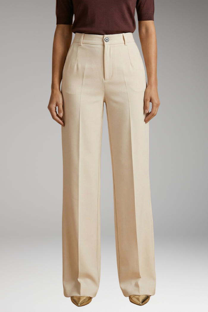 Women's Tailored Comfort Trousers with High-Waisted Fit and Stretch Fabric