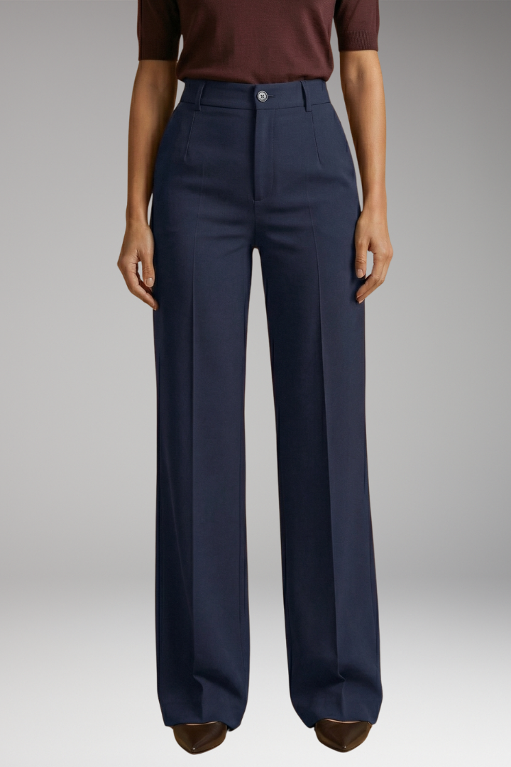Women's Tailored Comfort Trousers with High-Waisted Fit and Stretch Fabric