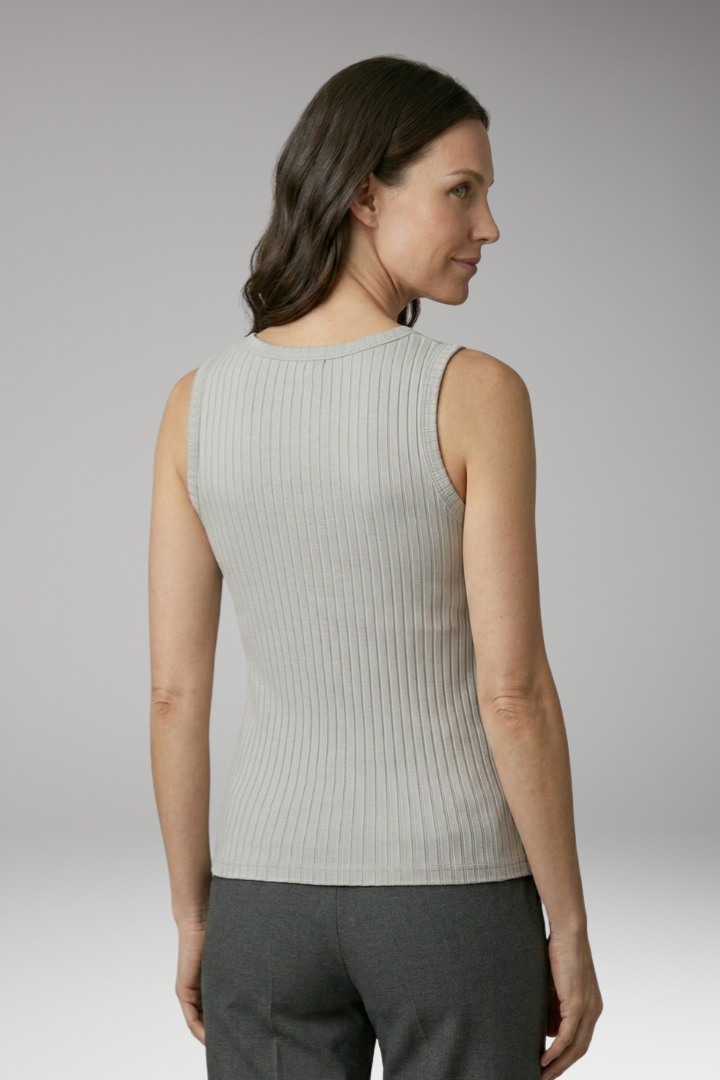Women's Tank Top with V Neckline and Ribbed Surface