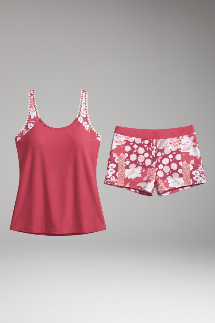 Women's Tankini Set with Racerback and Floral Print