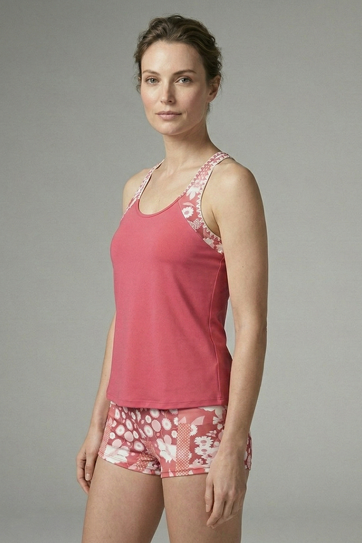 Women's Tankini Set with Racerback and Floral Print