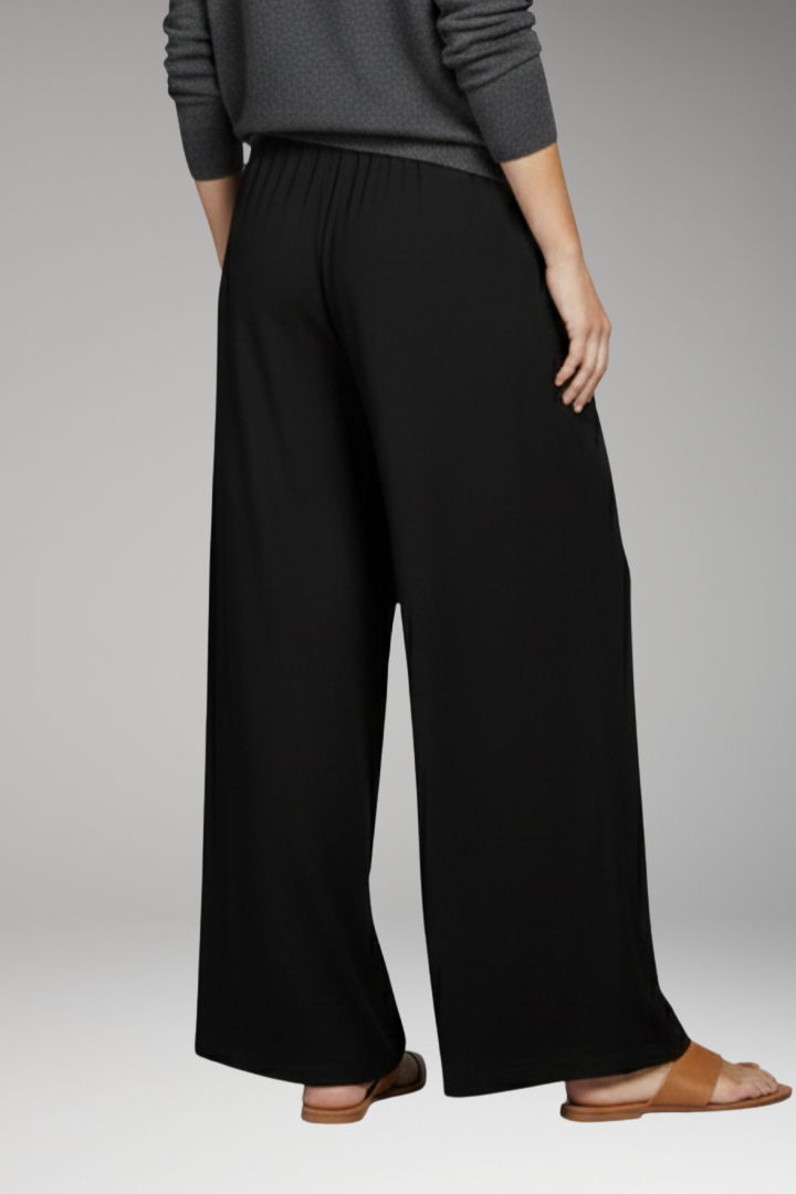 Women's Tapered Trousers with Elastic Waist and Side Pockets