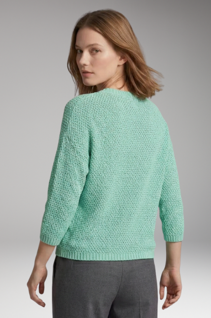 Women's Textured Knit V-Neck Sweater with 3/4 Sleeves