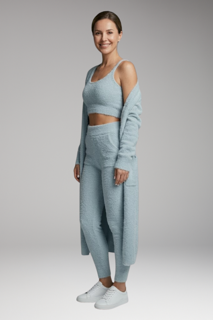 Women's Three Piece Set with Cardigan and Pants