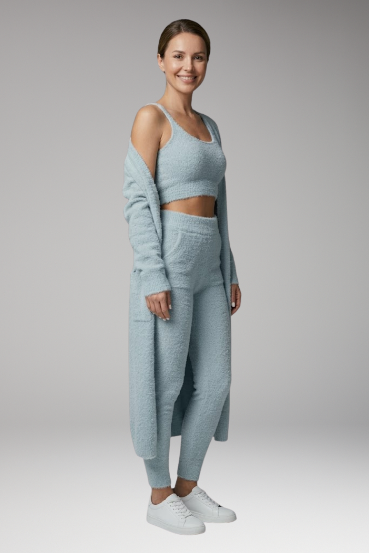 Women's Three Piece Set with Cardigan and Pants