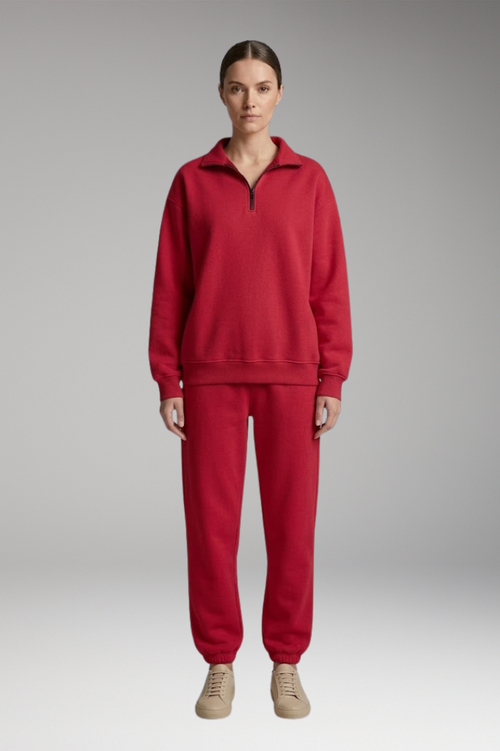 Women's Tracksuit Set with Half-Zip Sweatshirt and Joggers