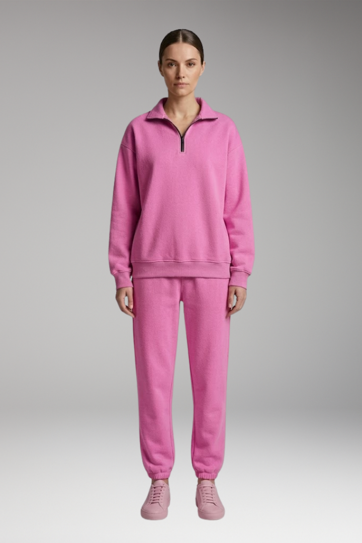 Women's Tracksuit Set with Half-Zip Sweatshirt and Joggers