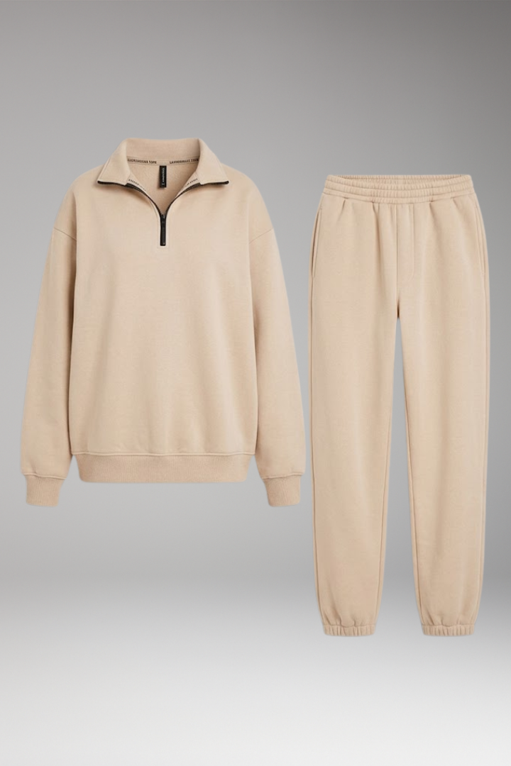 Women's Tracksuit Set with Half-Zip Sweatshirt and Joggers