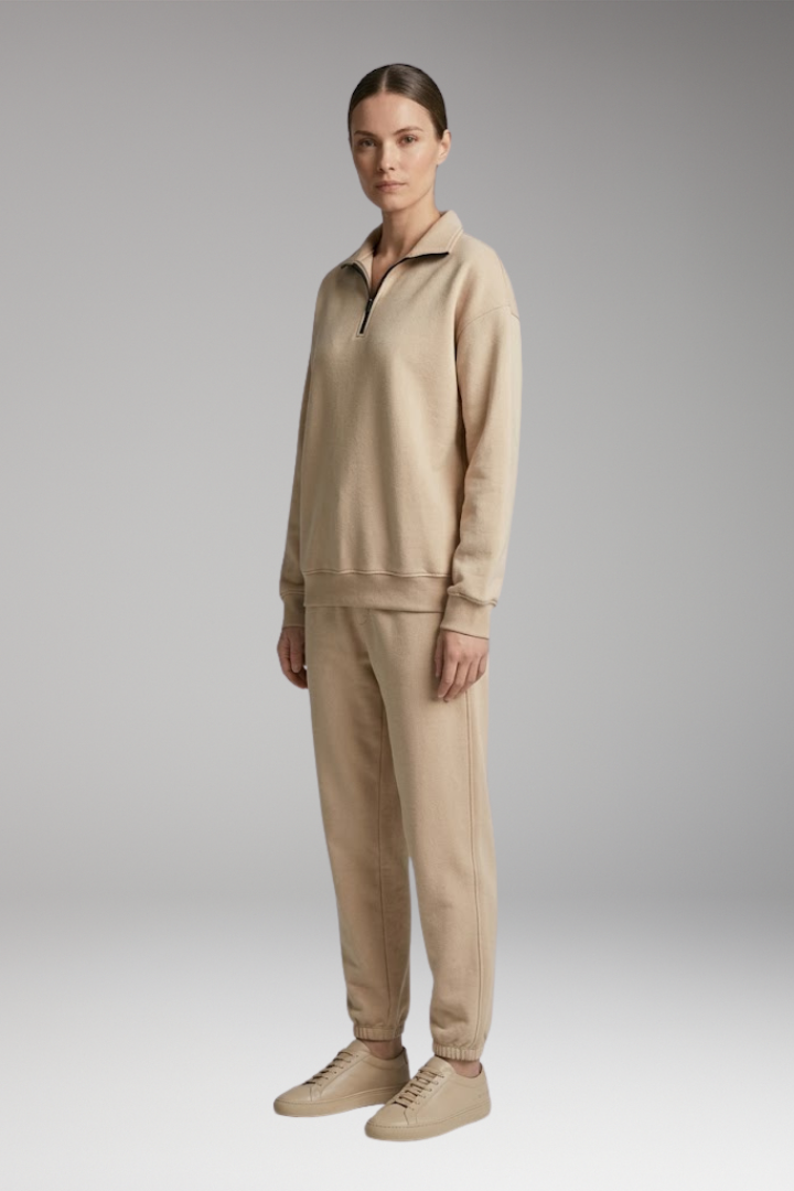 Women's Tracksuit Set with Half-Zip Sweatshirt and Joggers