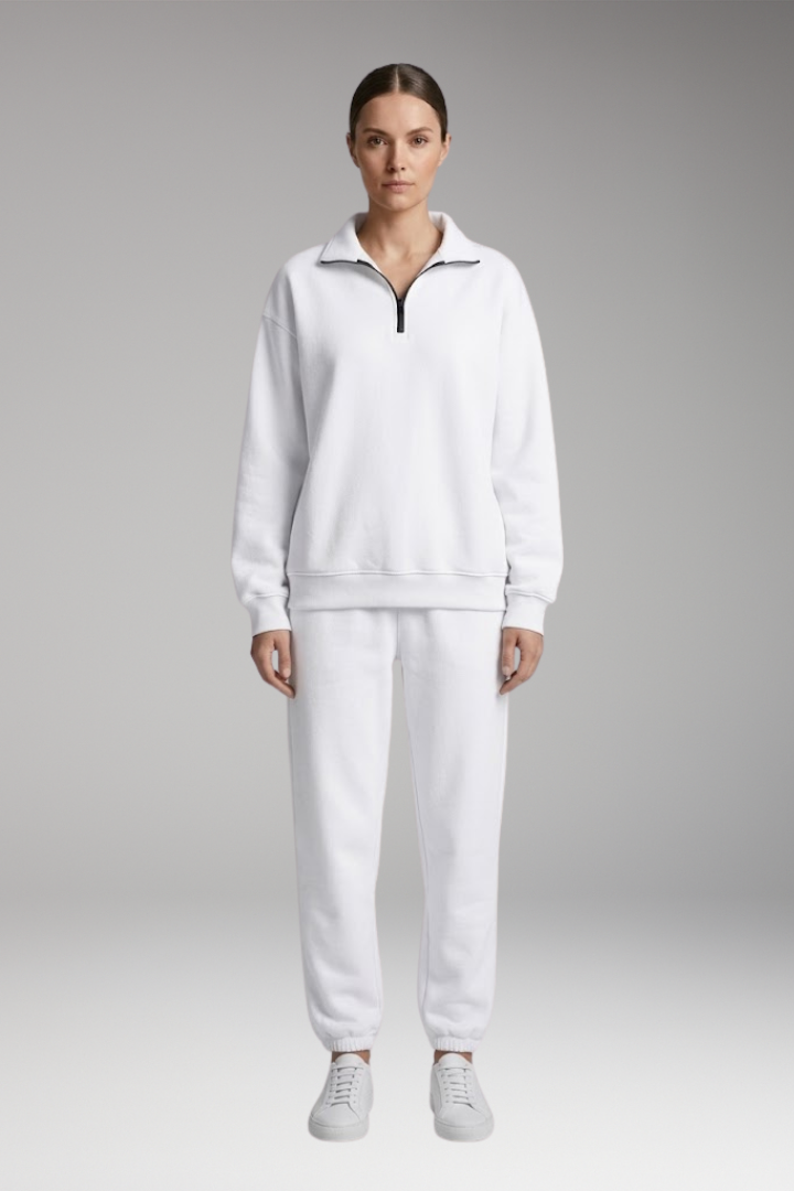 Women's Tracksuit Set with Half-Zip Sweatshirt and Joggers