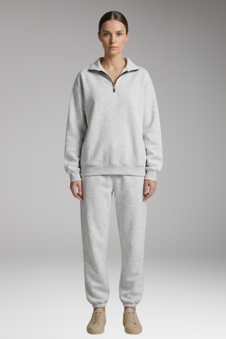 Women's Tracksuit Set with Half-Zip Sweatshirt and Joggers