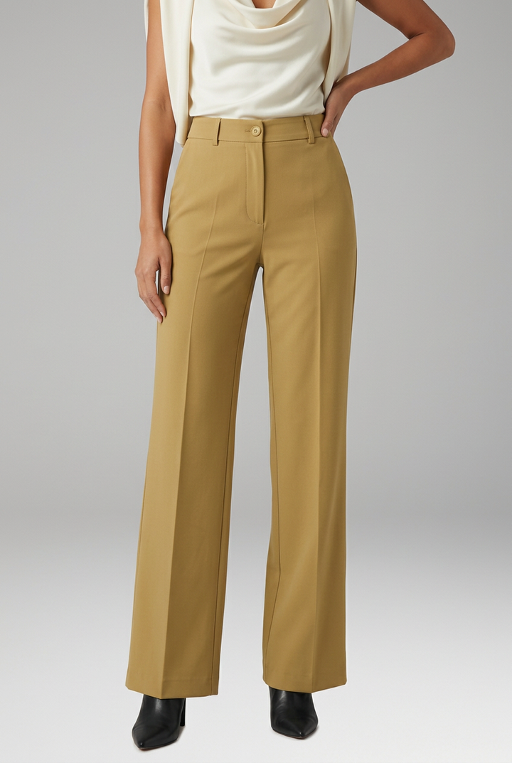 Women's Trousers with High Waist and Straight Legs
