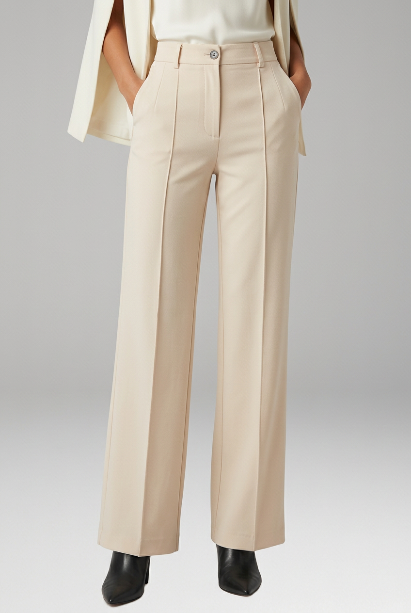 Women's Trousers with High Waist and Straight Legs