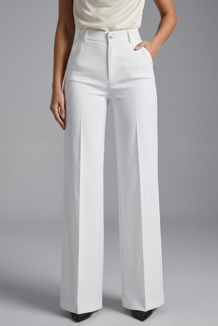 Women's Trousers with High Waist and Straight Legs
