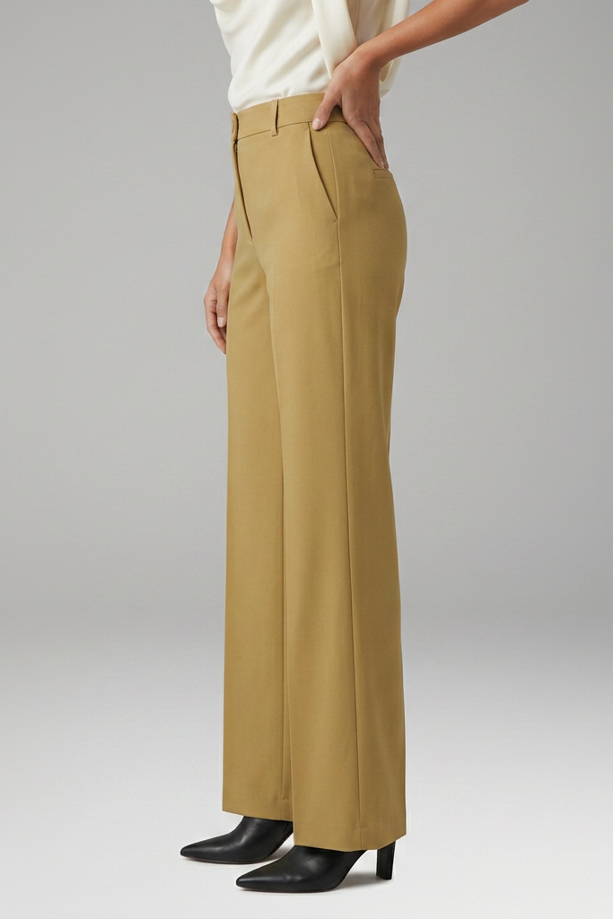 Women's Trousers with High Waist and Straight Legs