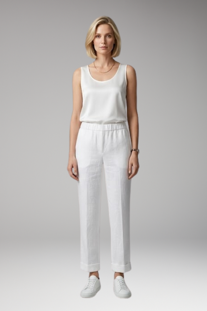 Women's Trousers with Mid-Rise Waist and Straight Legs