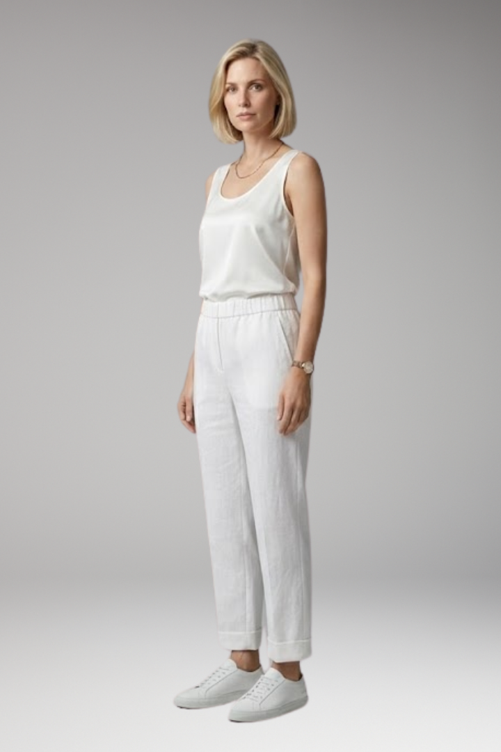 Women's Trousers with Mid-Rise Waist and Straight Legs