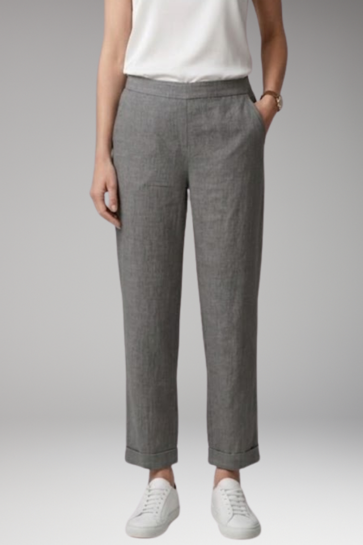 Women's Trousers with Mid-Rise Waist and Straight Legs