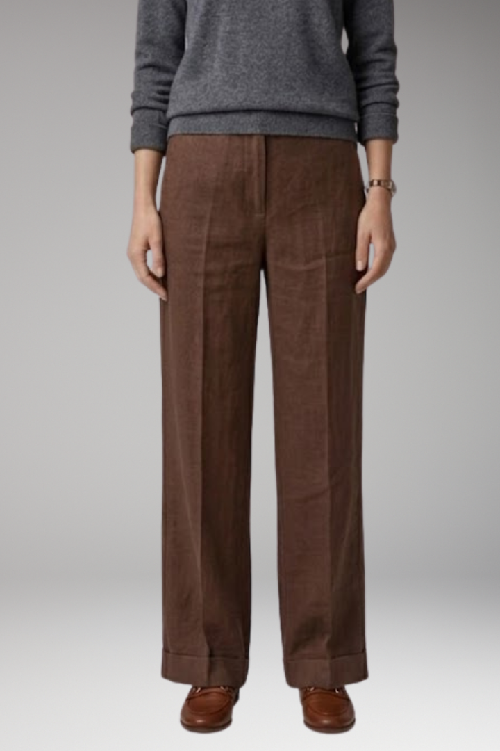 Women's Trousers with Mid-Rise Waist and Straight Legs