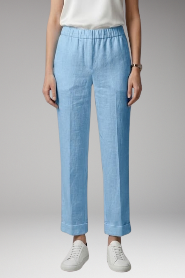 Women's Trousers with Mid-Rise Waist and Straight Legs
