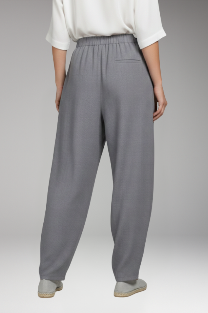 Women's Trousers with Patch Pockets and Elastic Waist