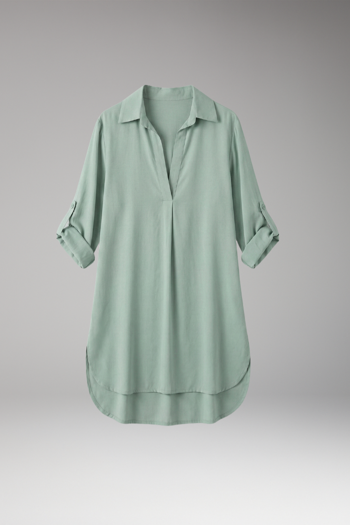 Women's Tunic Dress with Button'Down Front and Collar