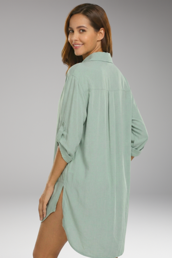 Women's Tunic Dress with Button'Down Front and Collar